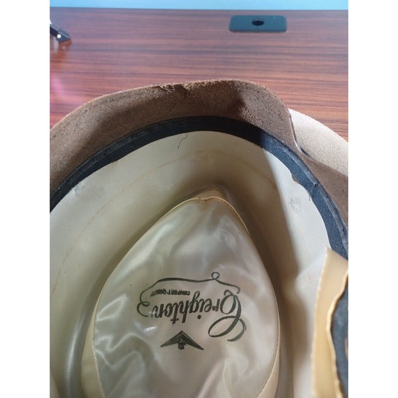 Vintage Creighton Fedora Classic Style Brown Felt Green Band - Picture 10 of 16